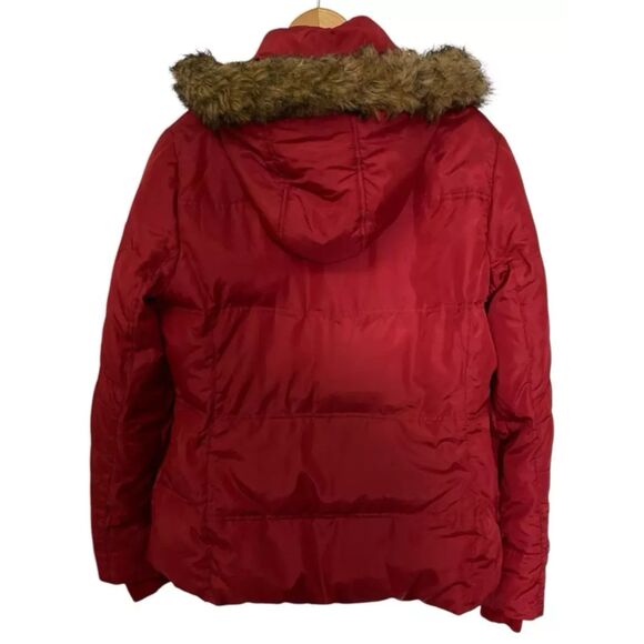 Covington Outerwear Women's Medium Coat Downs Puffer Jacket Red Fur Trim Hood - Picture 3 of 12